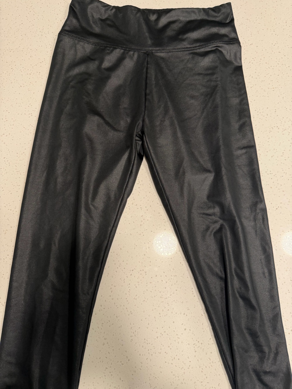 High-Waist Black Shiny Leggings